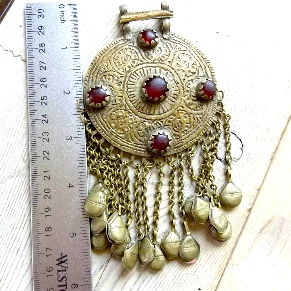 Vintage Boho Afghan pendant! Beautiful quality Turkmen silver or Alpaca silver